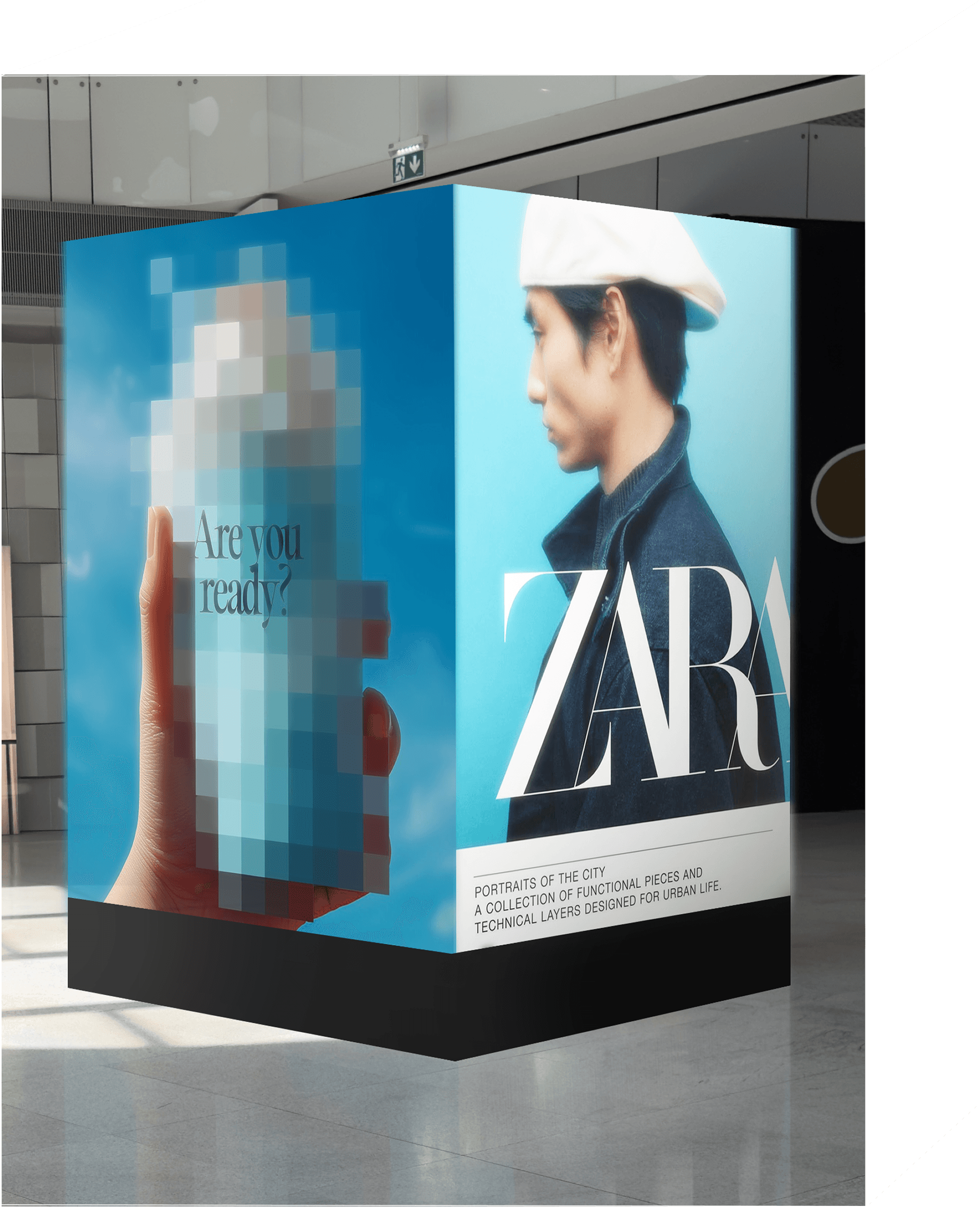 Premium digital cube advertising installation