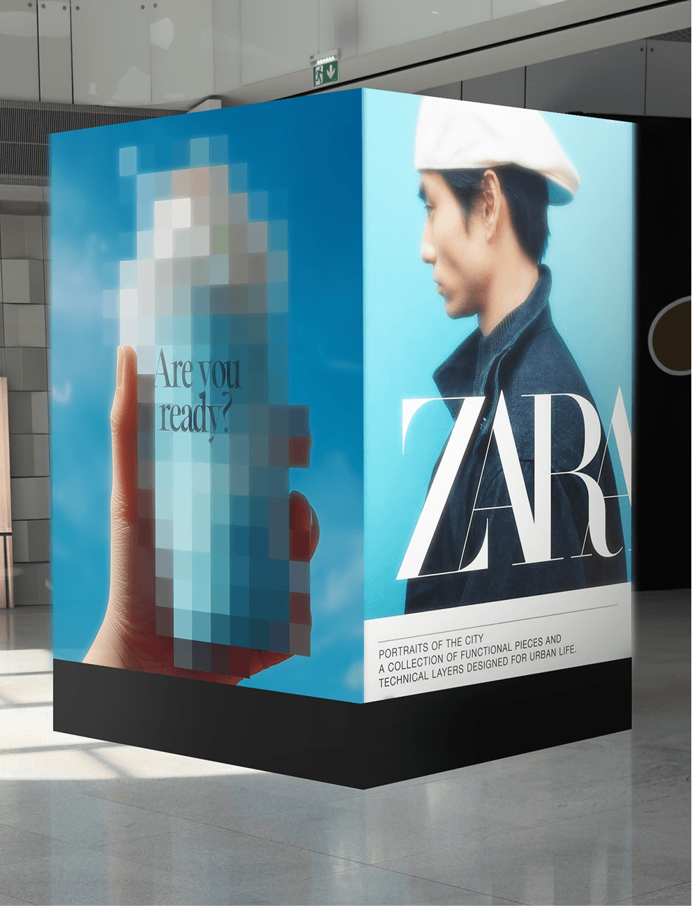 Premium digital cube advertising installation